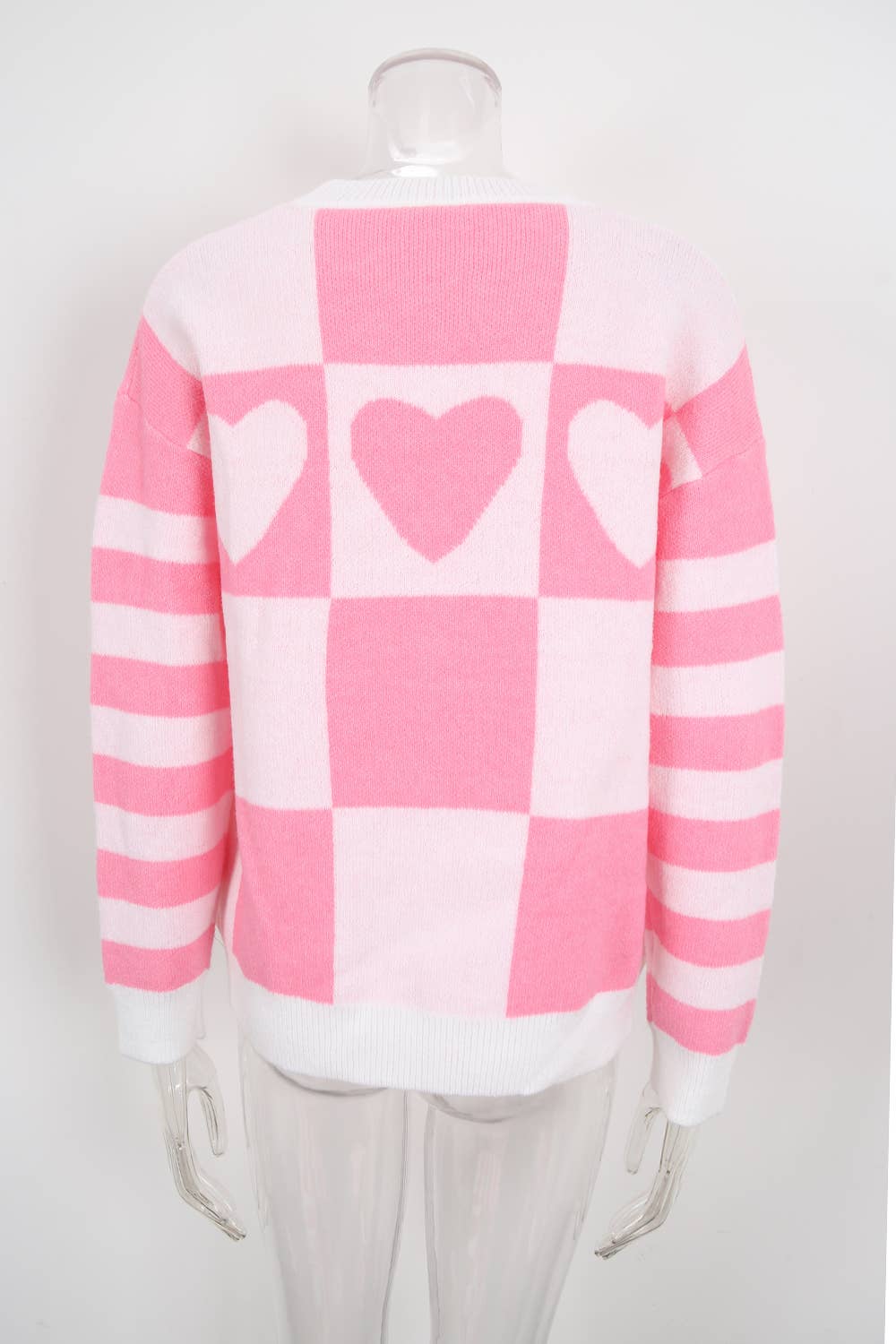 Color check pullover Valentine's Day sweater