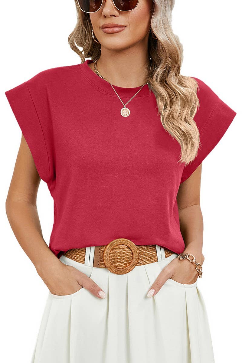 CWTBLS0864_ROUND NECK SOLID COLOR RAGLAN SLEEVE T-SHIRT