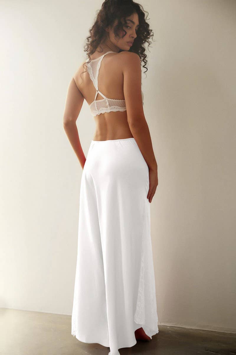 CWBLS0651_ELEGANT LACE PANEL A-LINE LONG SKIRT