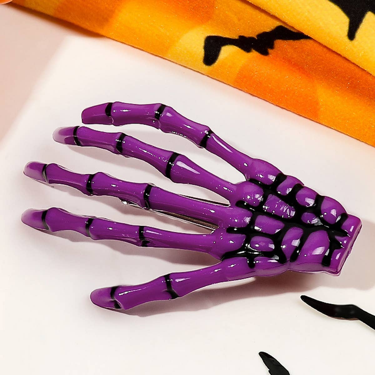 Halloween Skeleton Hand Hair Duckbill Clip_CWAHA1643