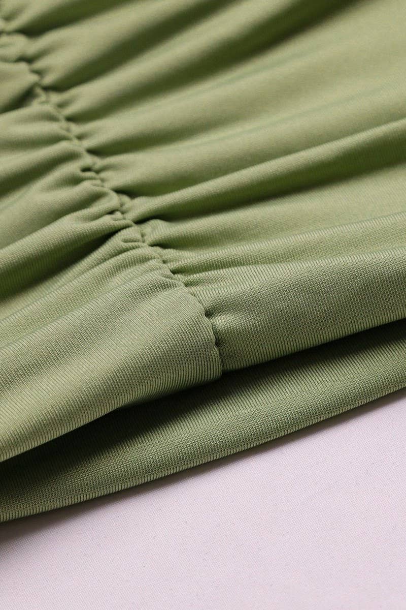 CWDSD10736_OFF SHOULDER LONG SLEEVE RUCHED BODYCON DRESS