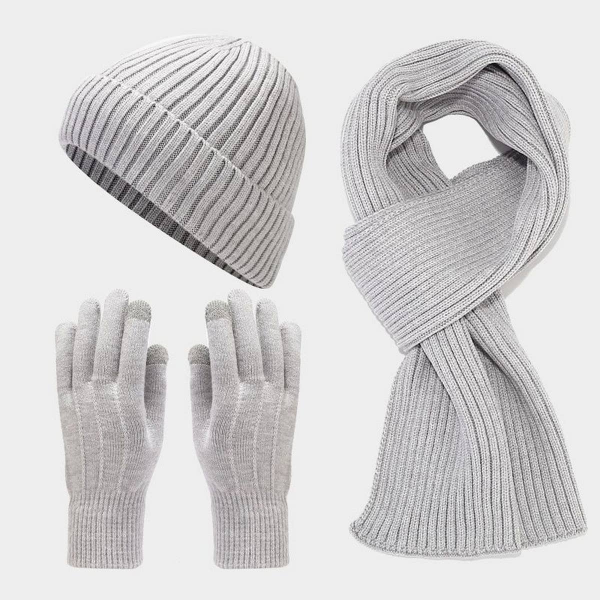 THICK WARM SCARF GLOVES HAT THREE-PIECE SET_CWAH1584