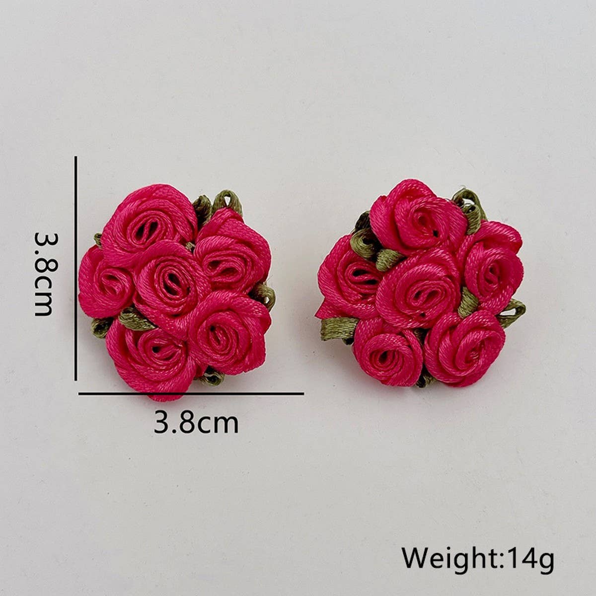 Handmade Rose Chic Fresh Fabric Stud Earrings