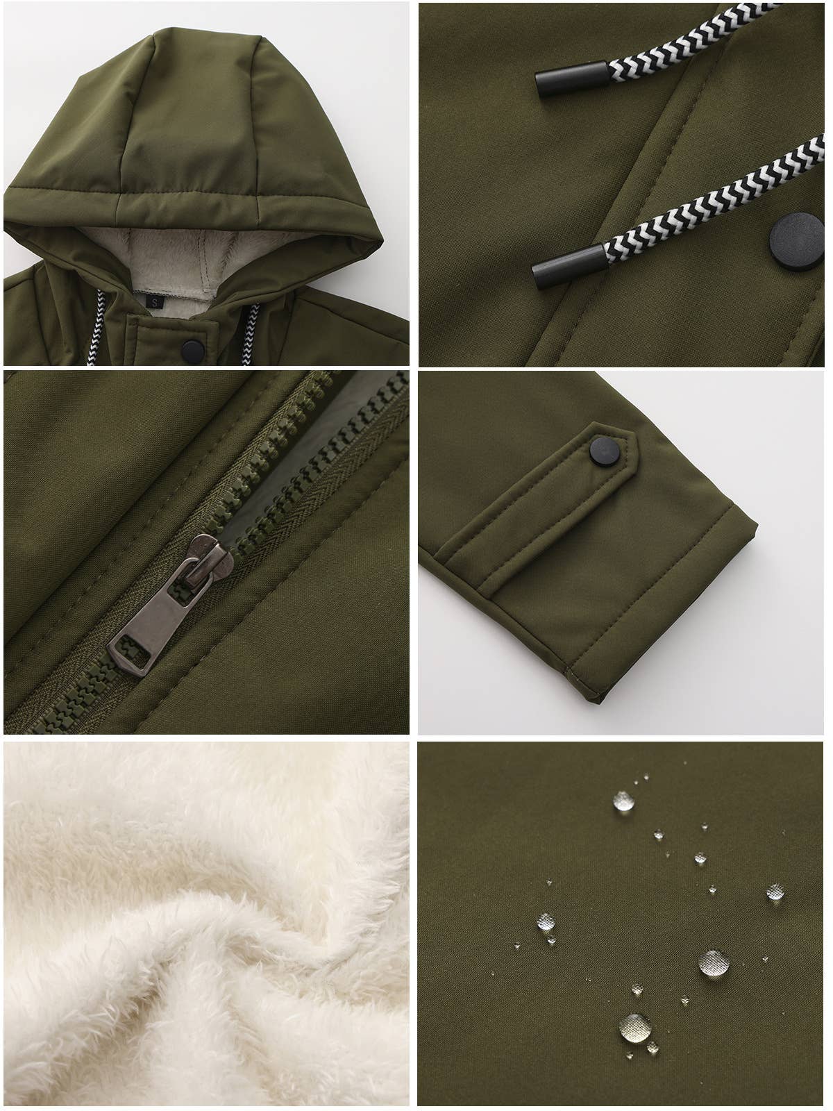 Composite fleece waterproof hooded jacket