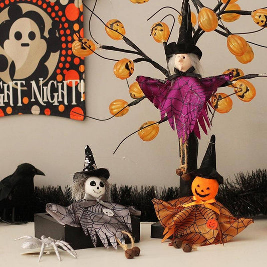 Halloween Pumpkin Ghost Witch Doll Ornament_CWMM9823