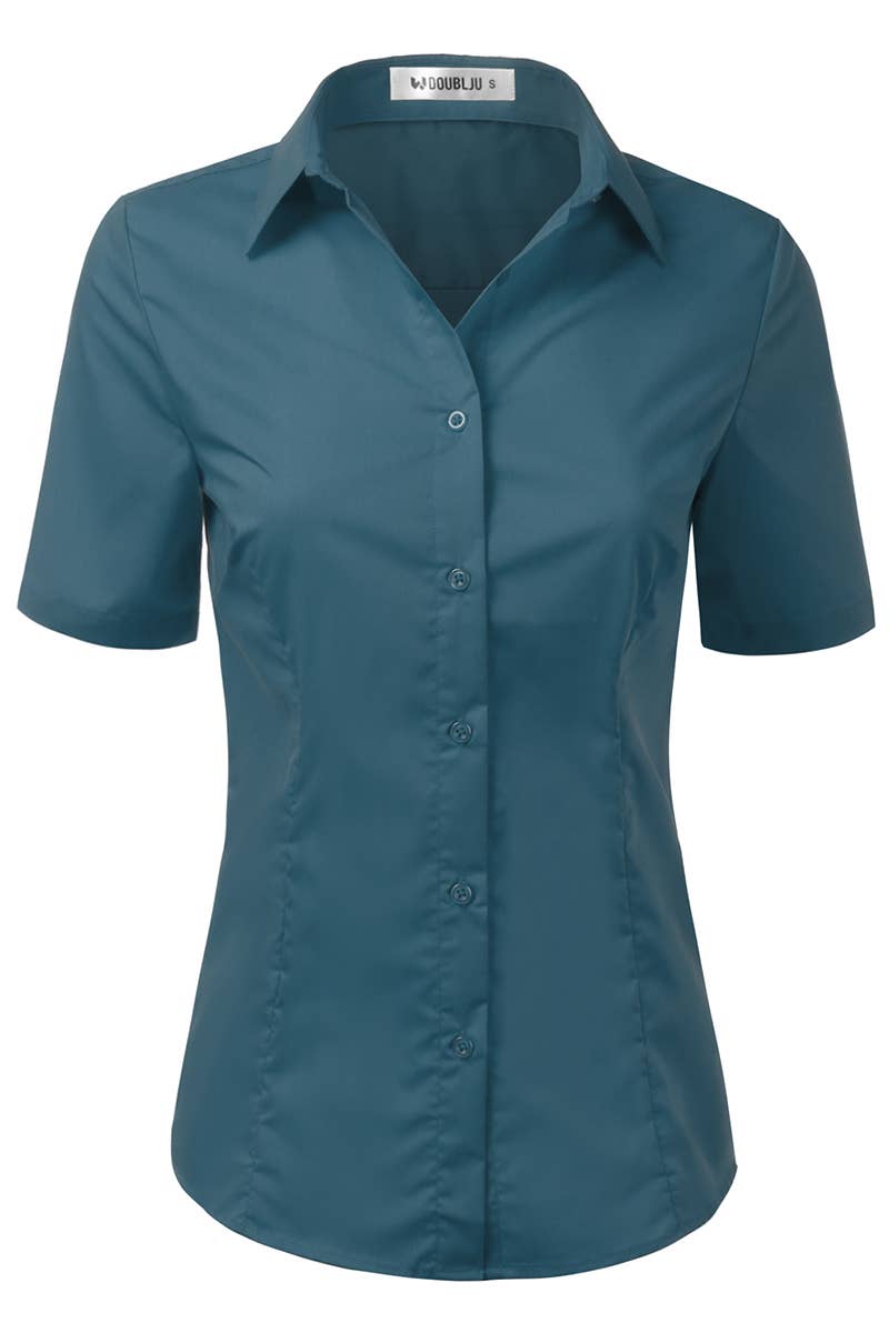 CWTSTS118-P_Slim Classic Short Sleeve Bttn Down Collar Shirt