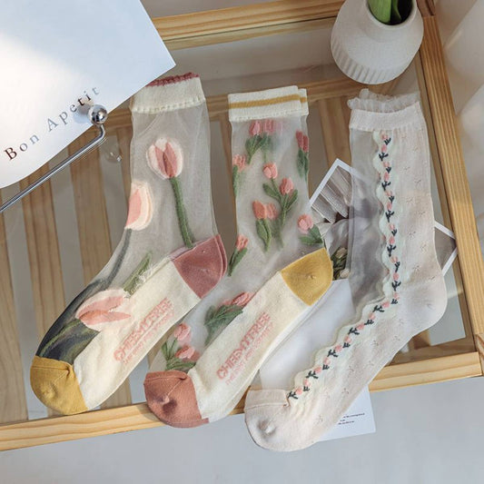 WOMEN TRANSPARENT CRYSTAL GLASS STOCKINGS