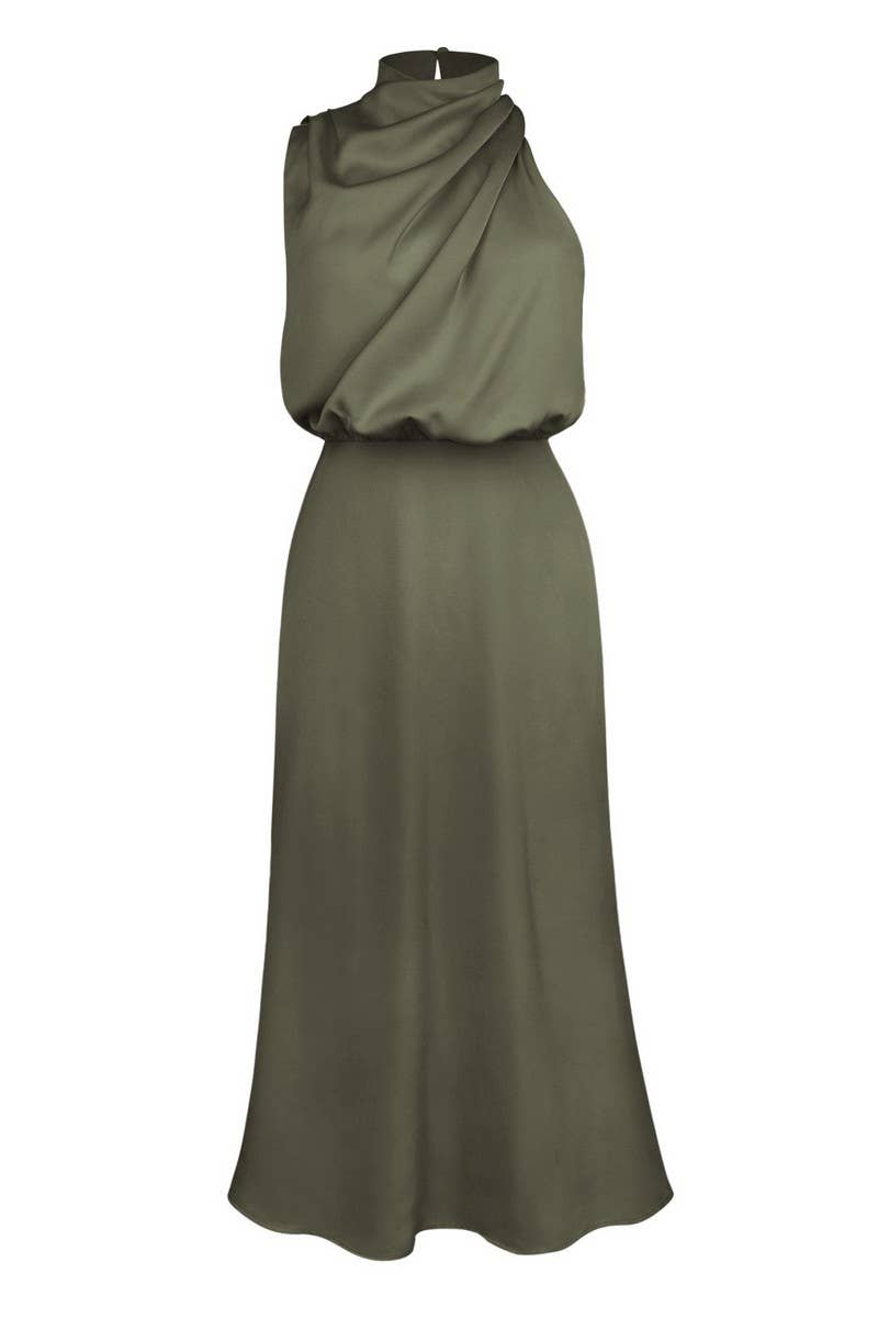 CWDMD6142_SPRING AND SUMMER HIGH-END SATIN SLEEVELESS DRESS