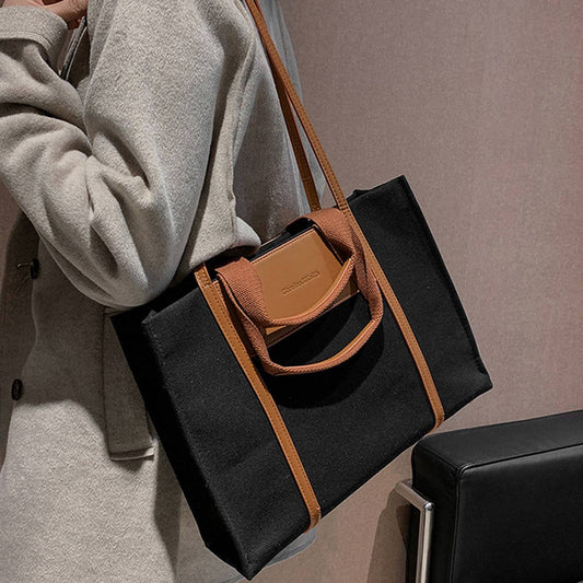 WOMEN FASHION SIMPLE CANVAS TOTE BAG_CWAB1595