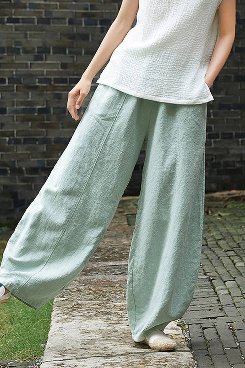 CWBLP1375_COTTON AND LINEN WASHED LOOSE CASUAL BLOOMERS