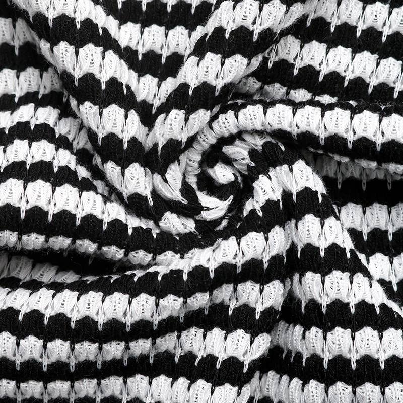 Classic Black White Striped Crew Neck Tee