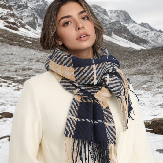 British Plaid Faux Cashmere Scarf for Women_CWASC1444
