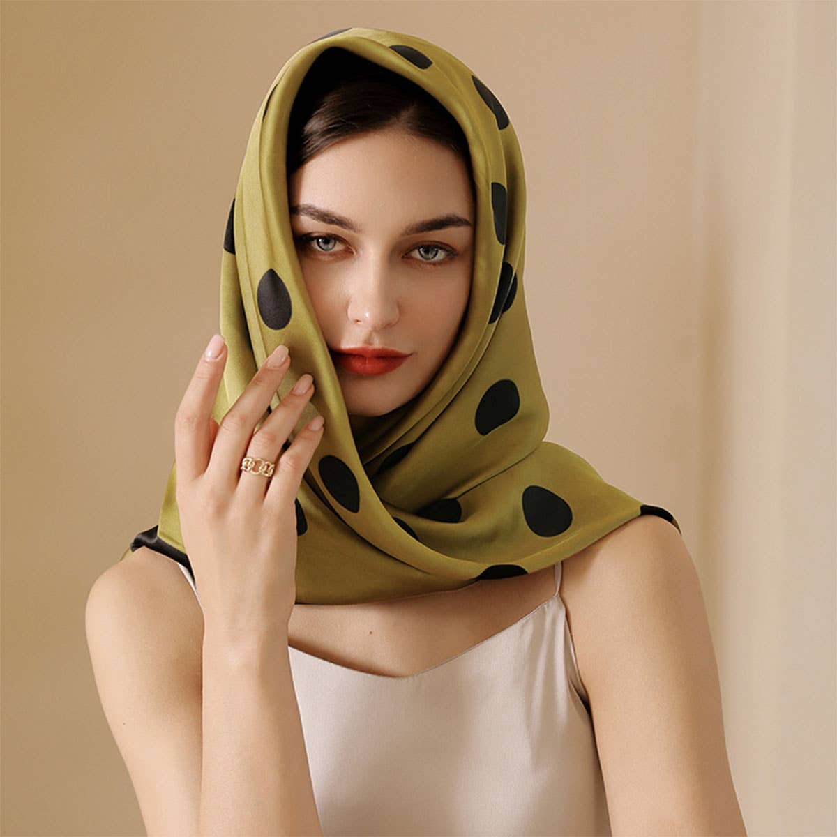 Women’s 35" Polka Dot Silky Wrap Neck Scarf
