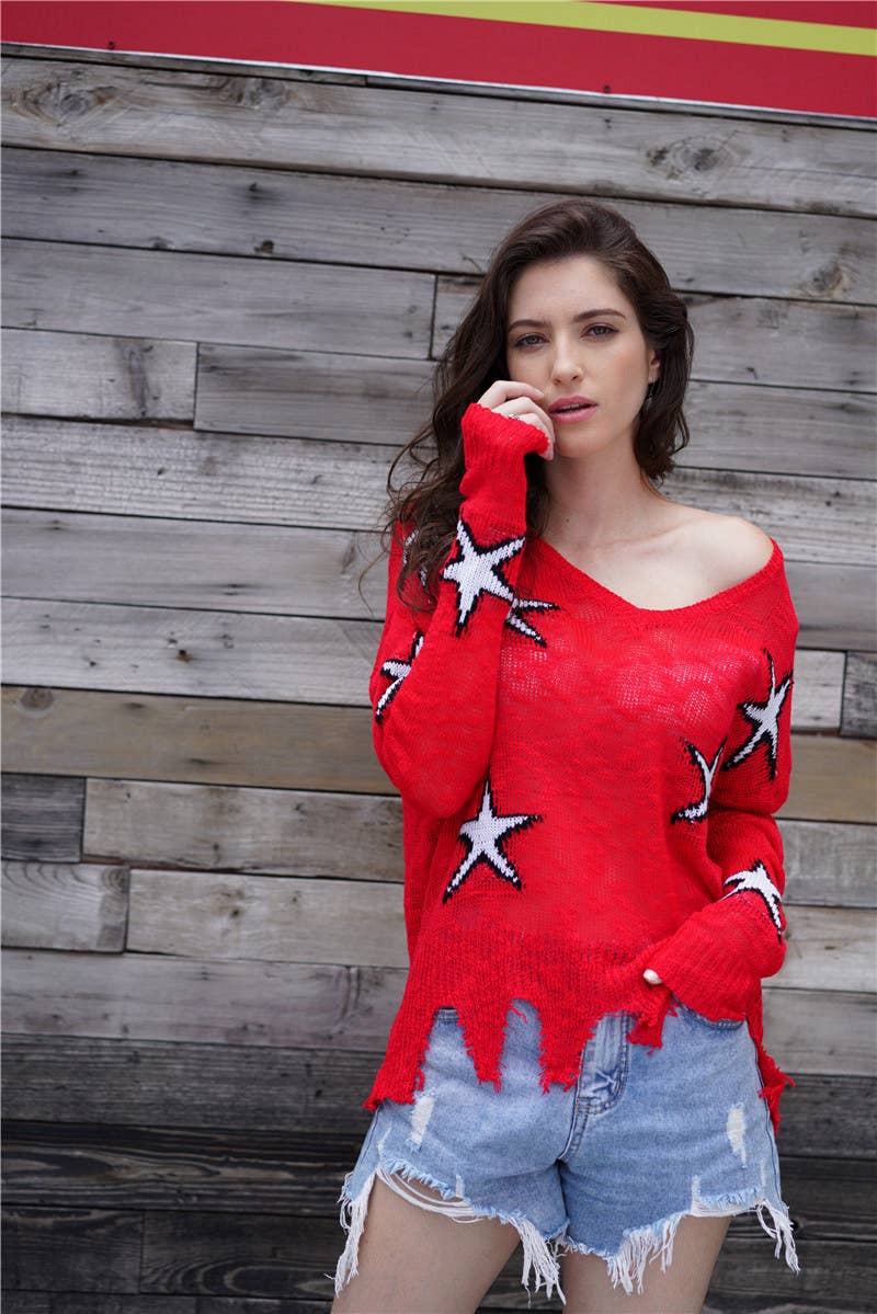 CREW NECK JUMPER GEOMETRIC LOOSE SWEATER
