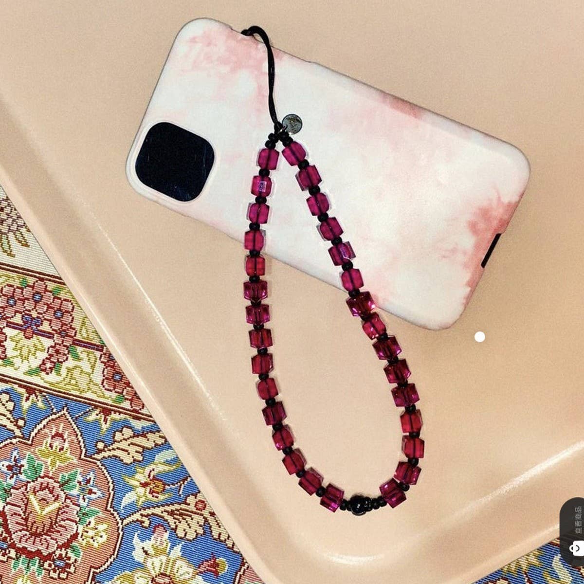 CWMM8715_FASHION GEOMETRIC SQUARE CRYSTAL PHONE STRAP
