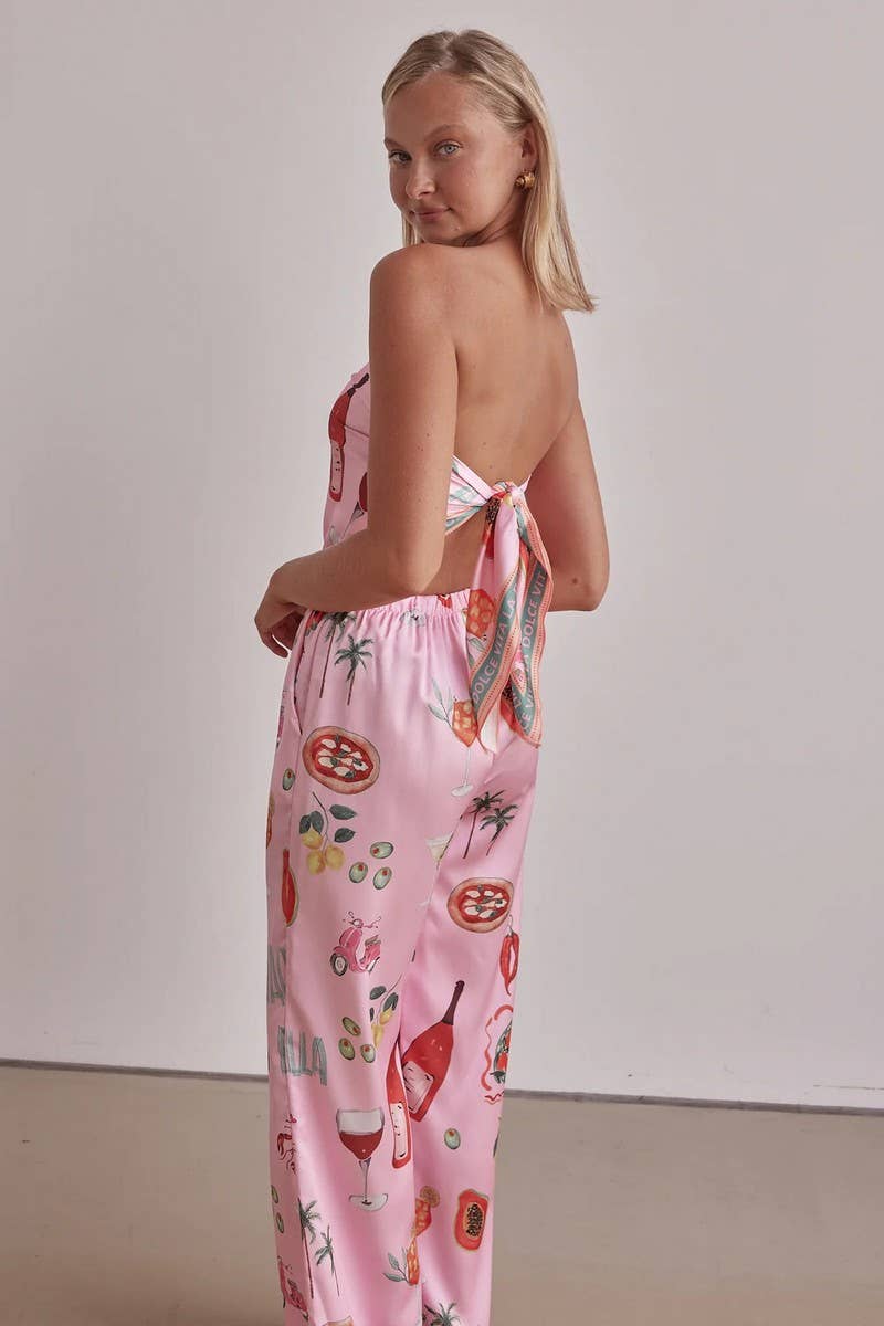 CWSTB1791_PRINTED STRAPLESS WIDE LEG TWO PIECE SET