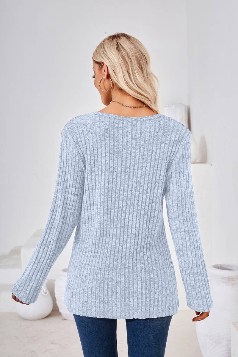 CWOSWL6443_WINTER CREW-NECK LONG-SLEEVED SLIT SWEATER