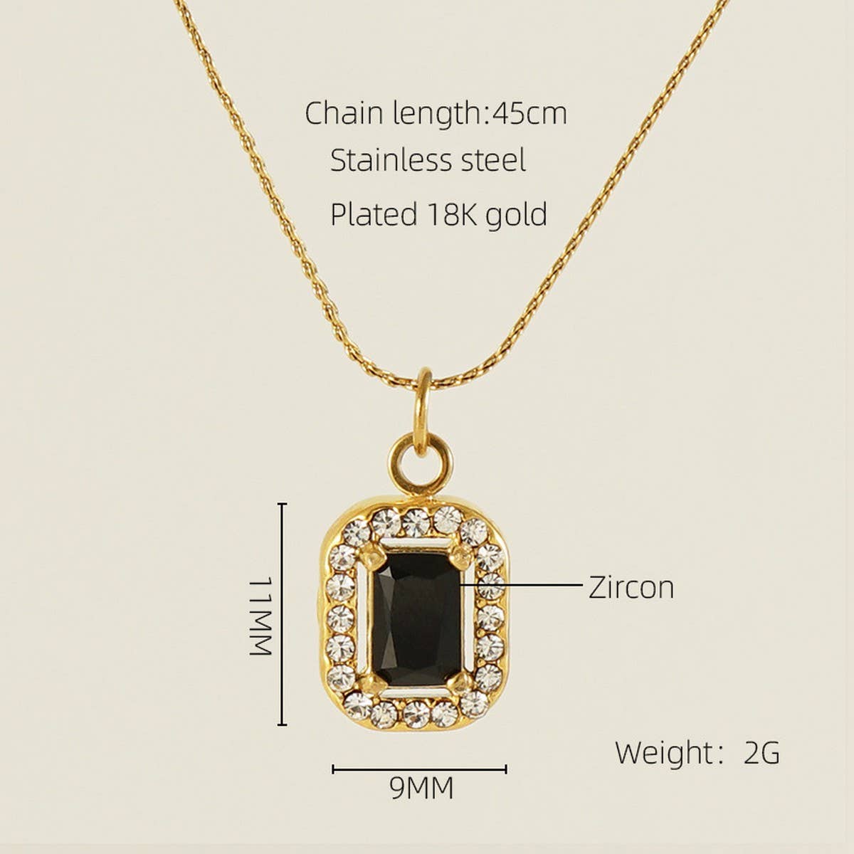STAINLESS STEEL ZIRCON HEART PENDANT NECKLACE_CWAJE0682