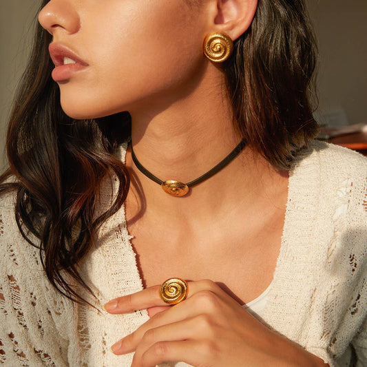 STYLISH HAMMERED SPIRAL HOOP THREE-PIECE SET_CWAJE1372