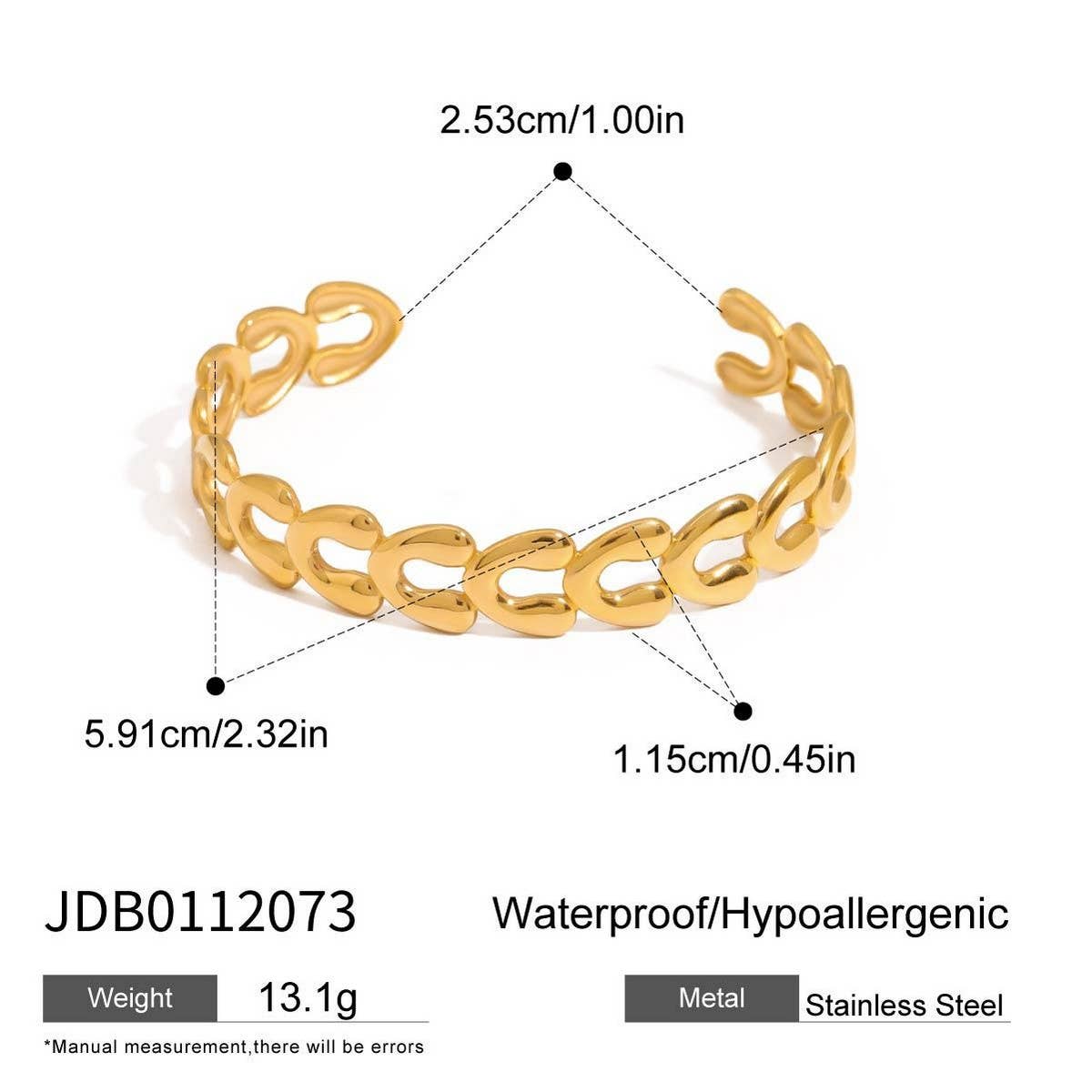 18K Gold V-Shaped Hollow Open Cuff Bracelet_CWAJE4856