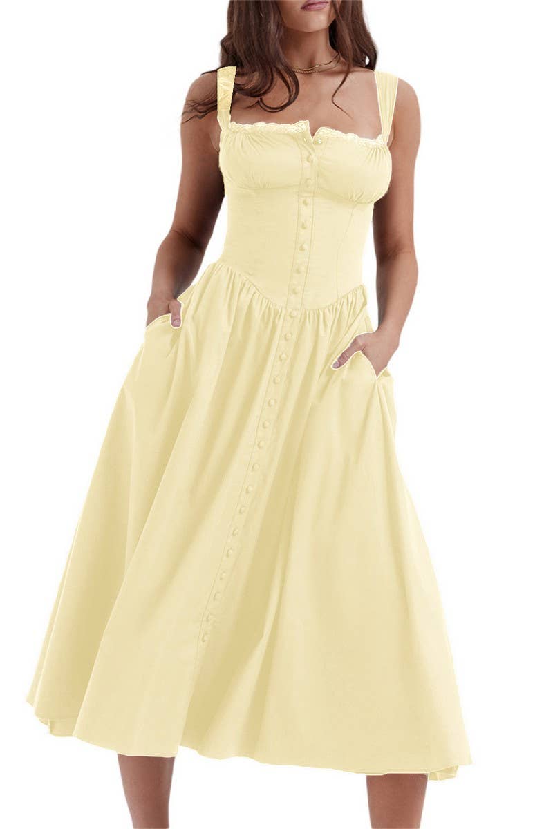 CWDMD5945_FLORAL OR SOLID STRAPLESS SLEEVE MAXI CAMI DRESS