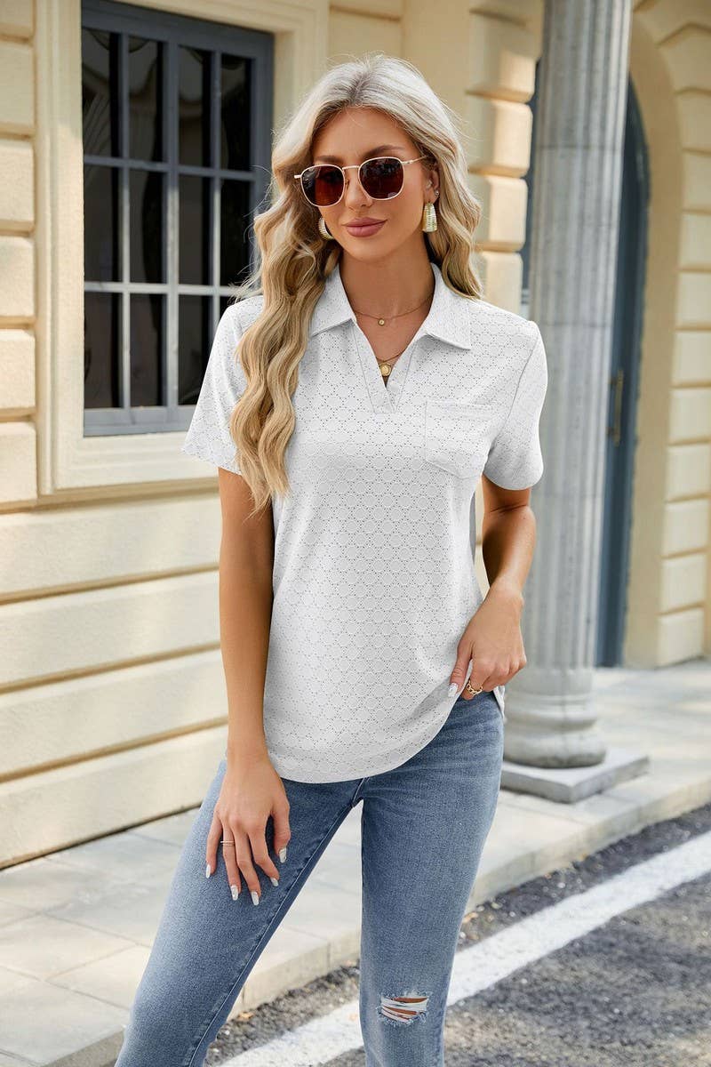 CWTTS0817_V-Neck Short Sleeve Knit Top