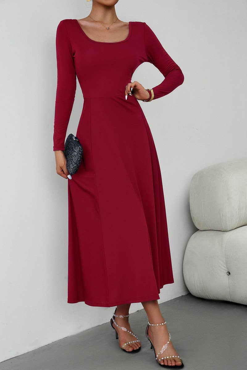 CWDMD1104_Sweetheart Neck Long Sleeve Maxi Evening Dress