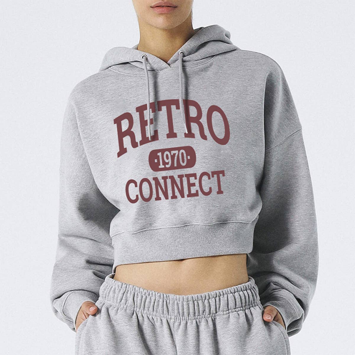 CROP TOP HOODIE DRAWSTRING PRINT HOODIE