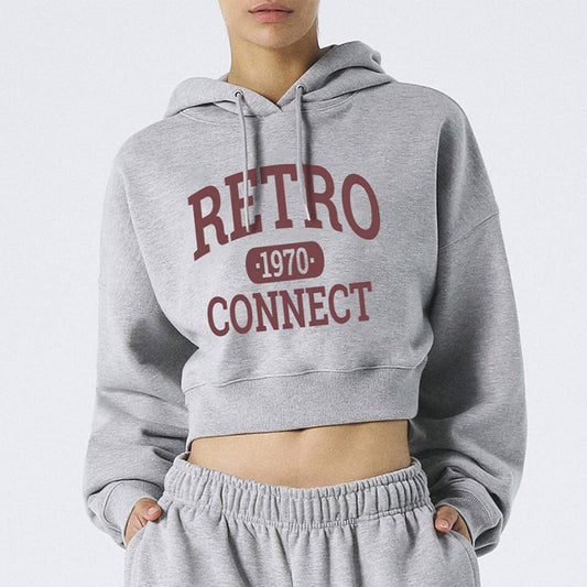 CROP TOP HOODIE DRAWSTRING PRINT HOODIE