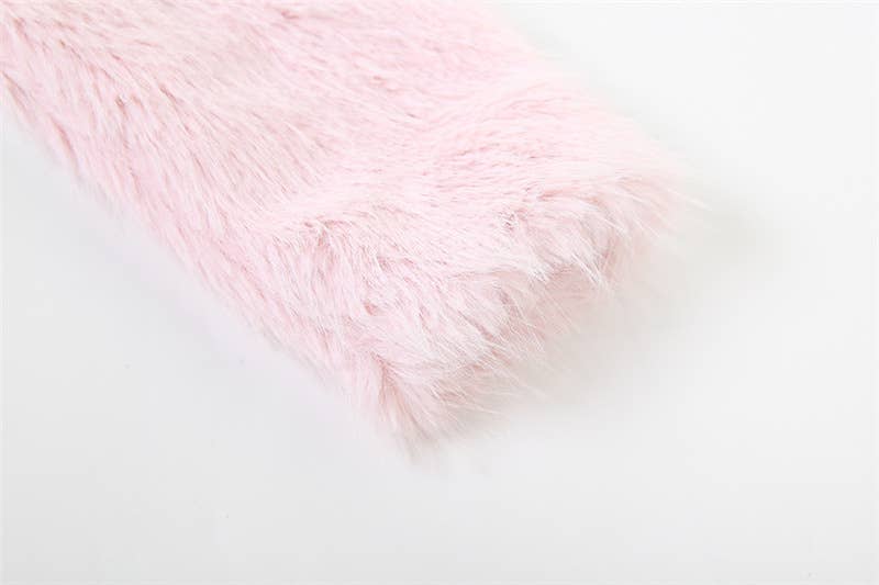 FLUFFY CARDIGAN LAPEL BAGGY WARM JACKET