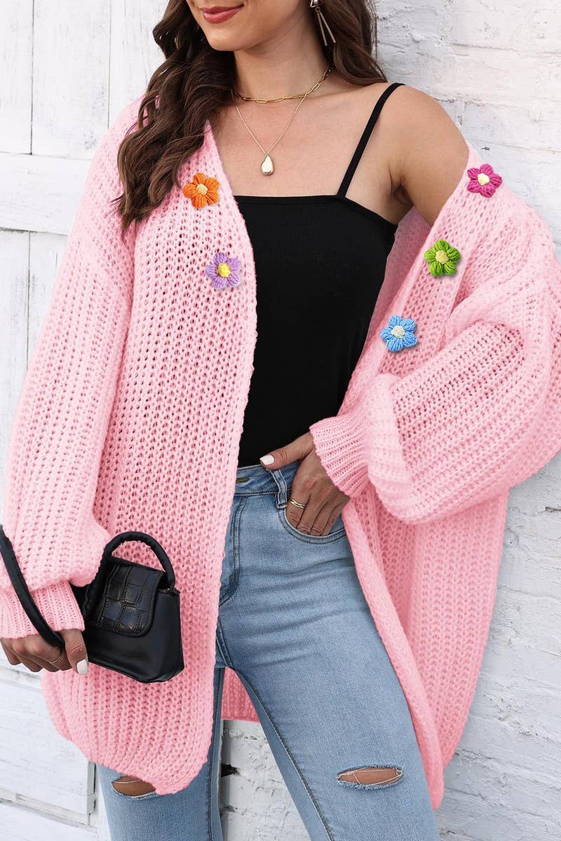 CWOSWL07389_WOMEN CHUNKY KNIT OPEN FRONT CARDIGAN