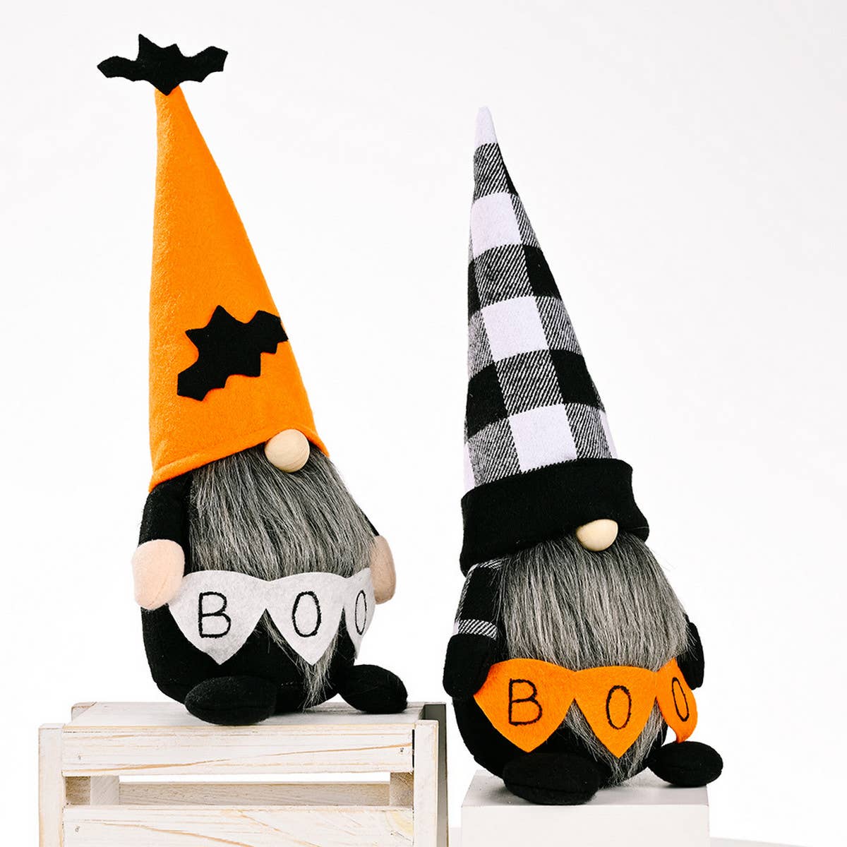 HALLOWEEN BOO DOLL PLAID HAT ORNAMENTS