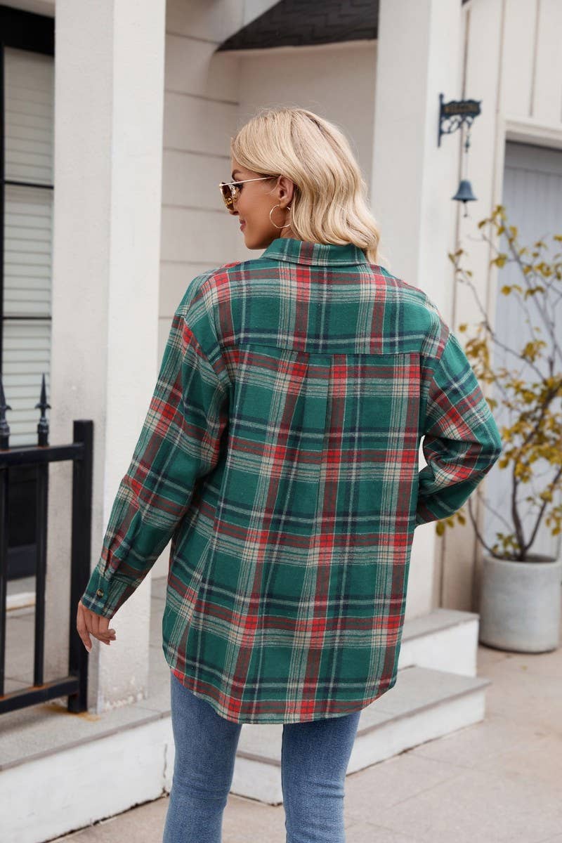 CWTSTL1693_LOOSE PLAID LONG SLEEVE POCKET SHIRT