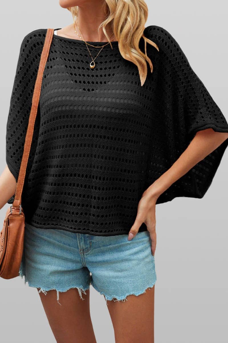 CWTBLS0746_CREW-NECK BAT-SLEEVE CUTOUT KNIT TOP