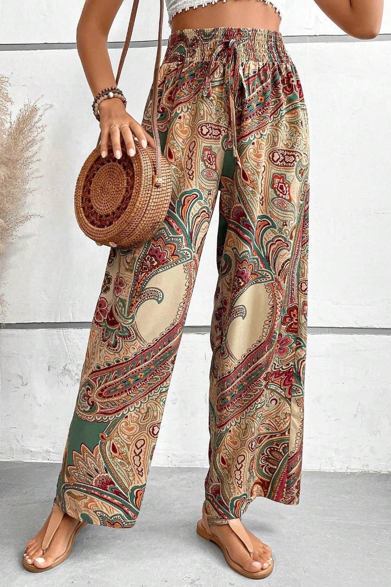 CWBMP0140_STYLISH ALL-IN-ONE PRINTED ELASTIC WIDE-LEG PANTS