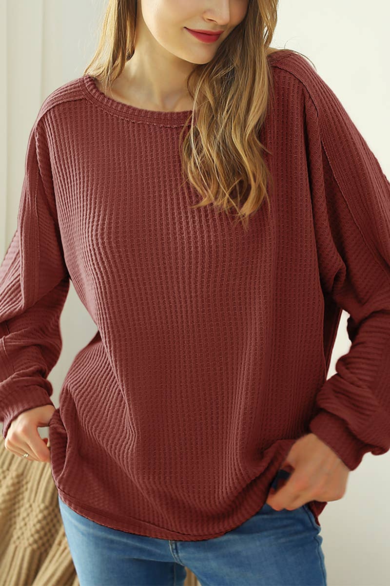 CWTTL1094_RAW DETAILED LOOSE FIT SOFT SWEATER KNIT TOP