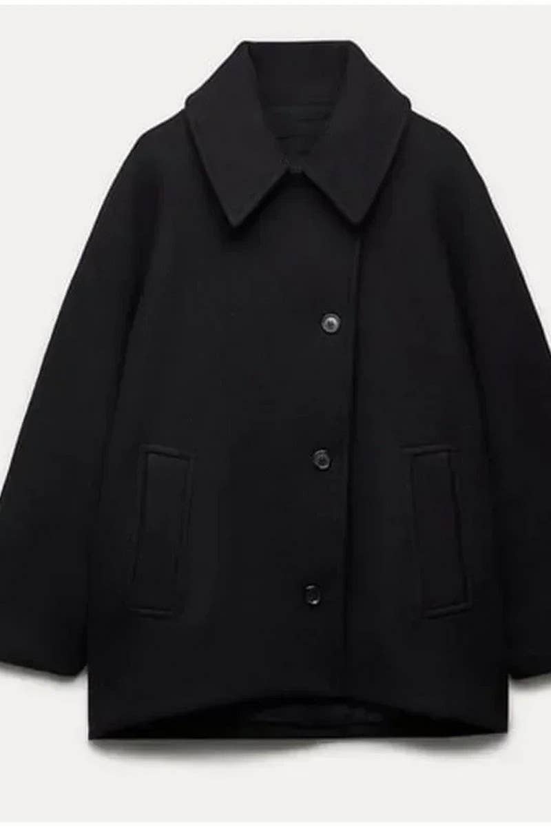 CWOCO1061_SINGLE-BREASTED LAPEL LOOSE WOOLEN JACKET