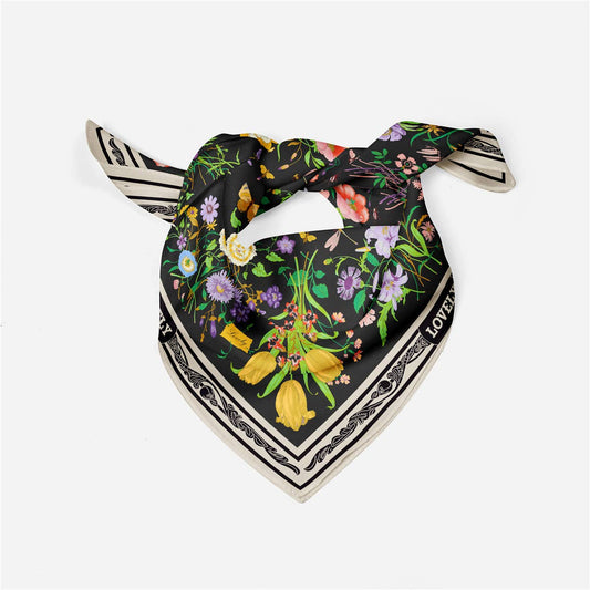 Floral Satin Square Scarf for Summer Sun Wrap