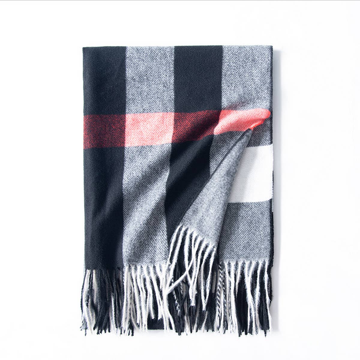 Plaid Faux Cashmere Scarf - Thick Warm Neck Wrap_CWASC0242