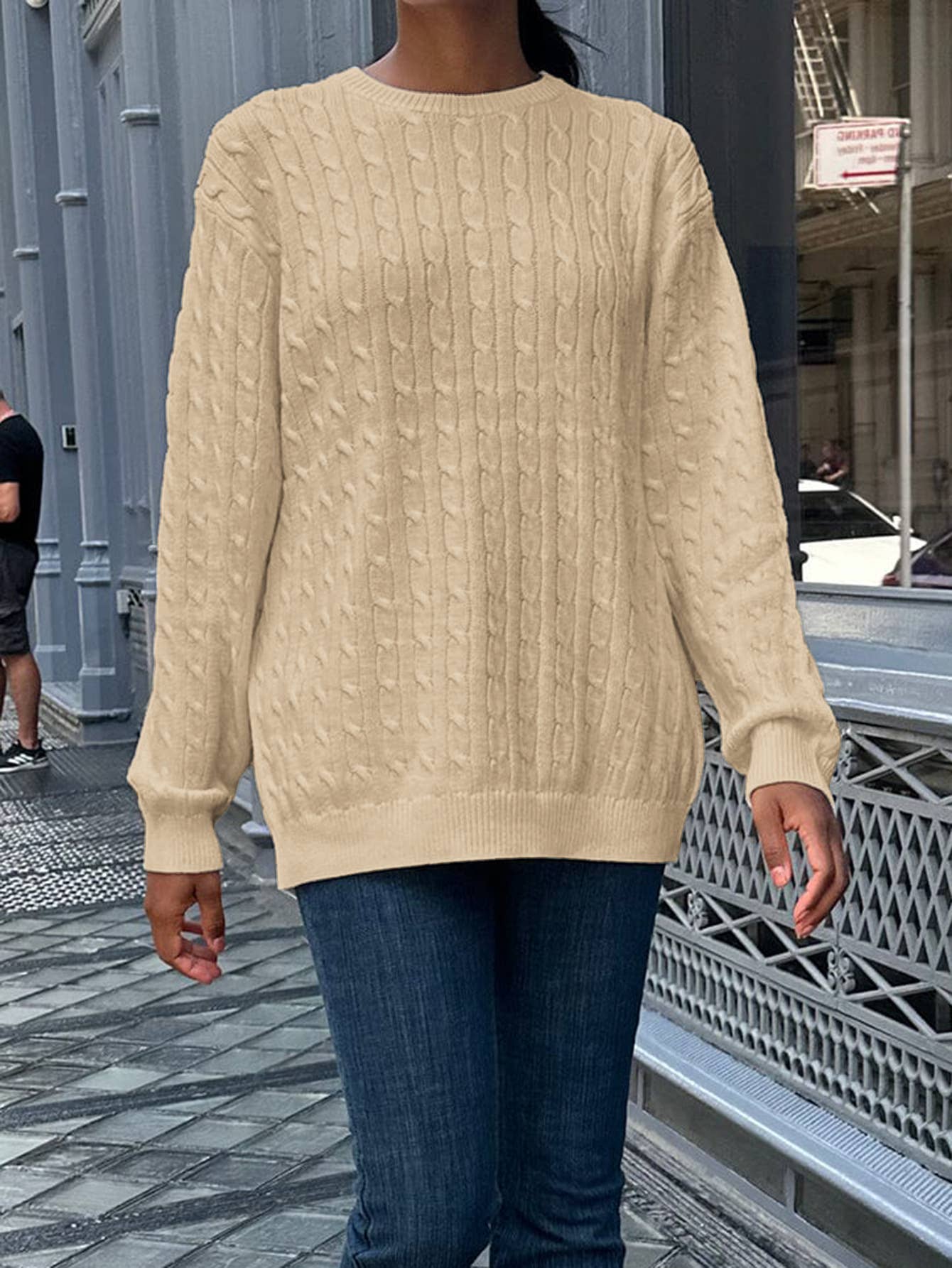 Casual solid-color long-sleeved base sweater