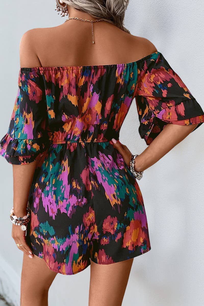 CWSJS1683_OFF SHOULDER RUFFLE SLEEVE HIGH WAIST JUMPSUIT