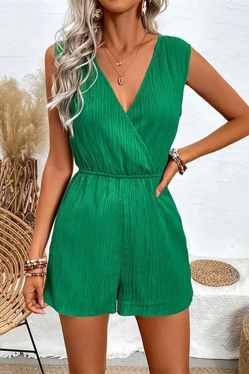 CWSJS1513_CASUAL SLEEVELESS CROSS NECK WOMEN'S JUMPSUIT