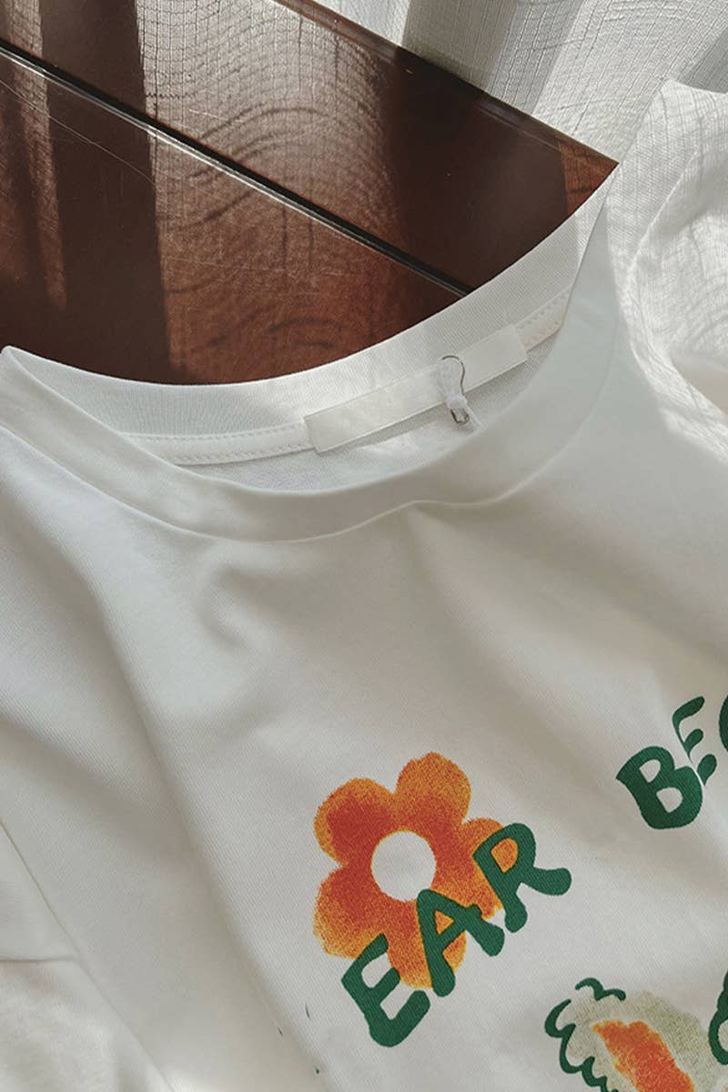 CWTTS1002_CUTE BUNNY PRINT CREW NECK T SHIRT