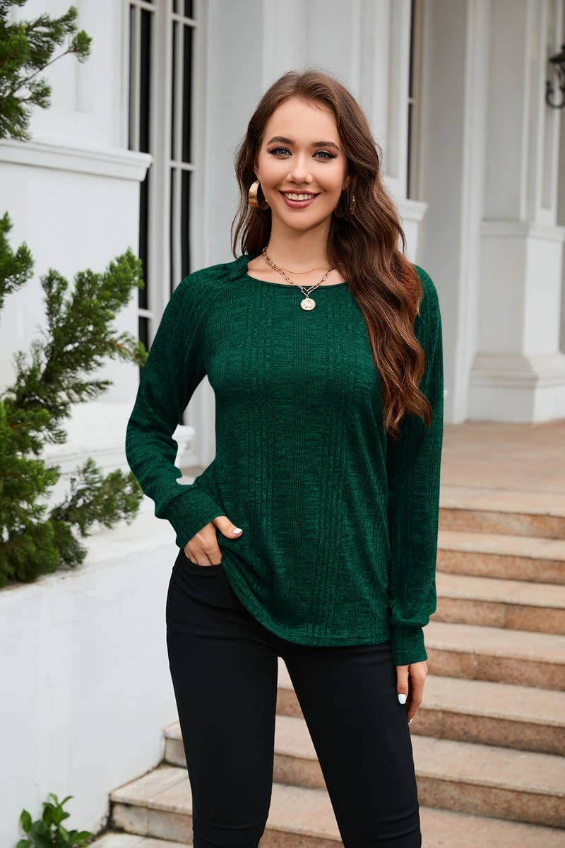 CWTBLL3653_SPRING AND AUTUMN LIGHT CASUAL ROUND NECK PULLOVE