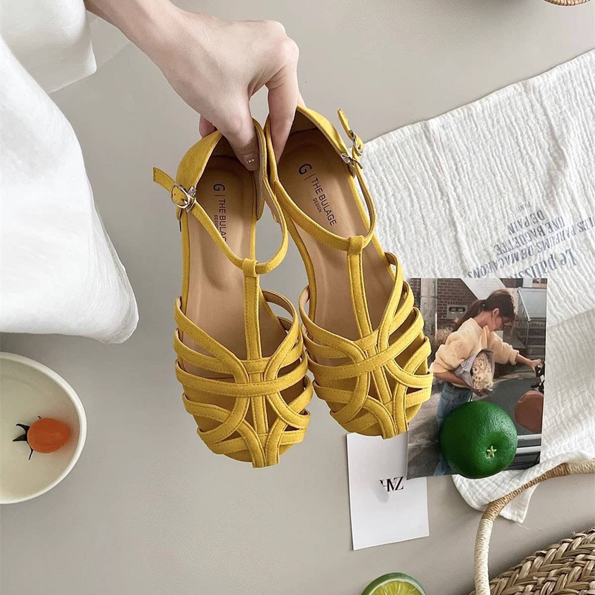 Vintage Flat Roman Sandals with Woven Cutouts
