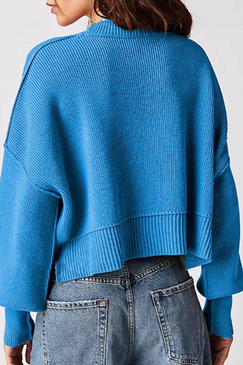 CWOSWL6722_FASHION CREW-NECK LONG-SLEEVED LOOSE SWEATER