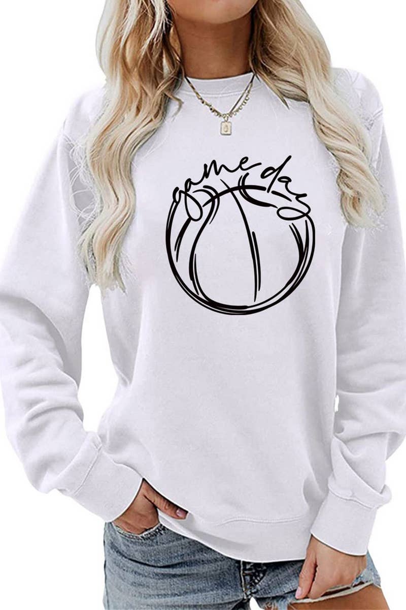 CWTTL0999_WOMEN GAME DAY PRINTING PULLOVER TEE T SHIRTS