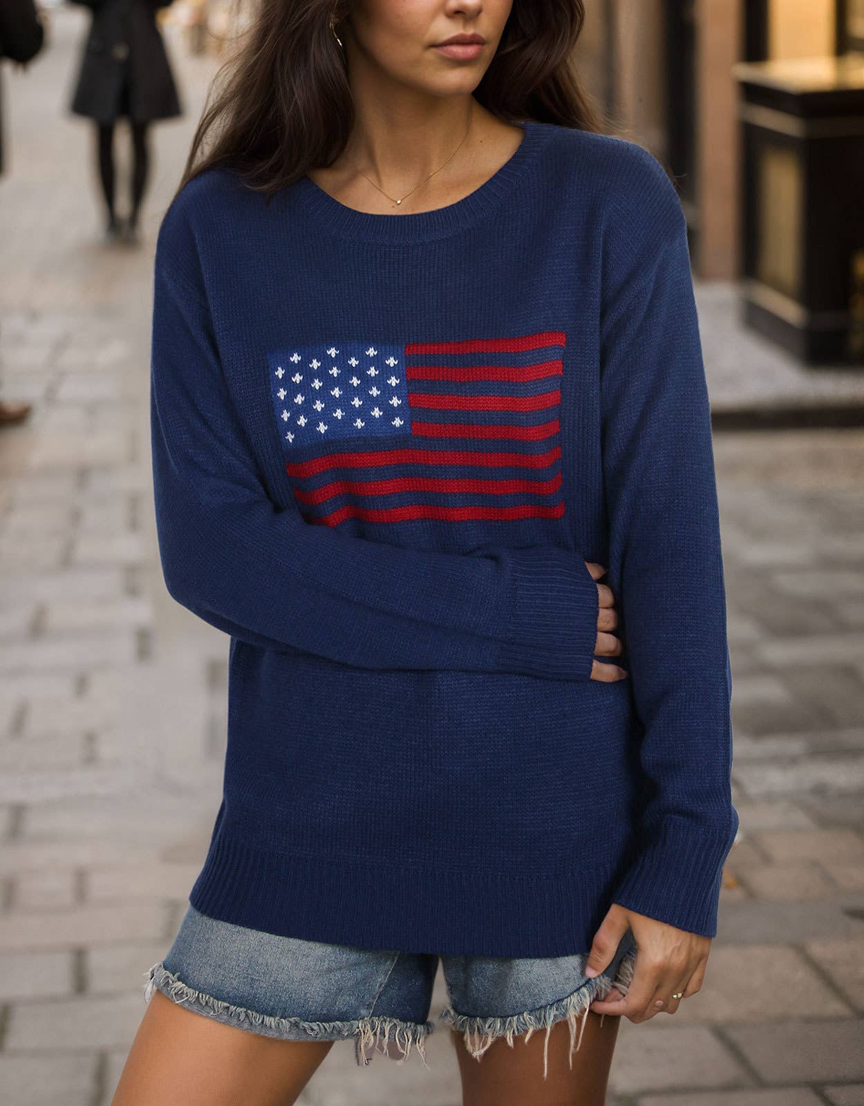 CREW-NECK FLAG EASTER INDEPENDENCE DAY SWEATER