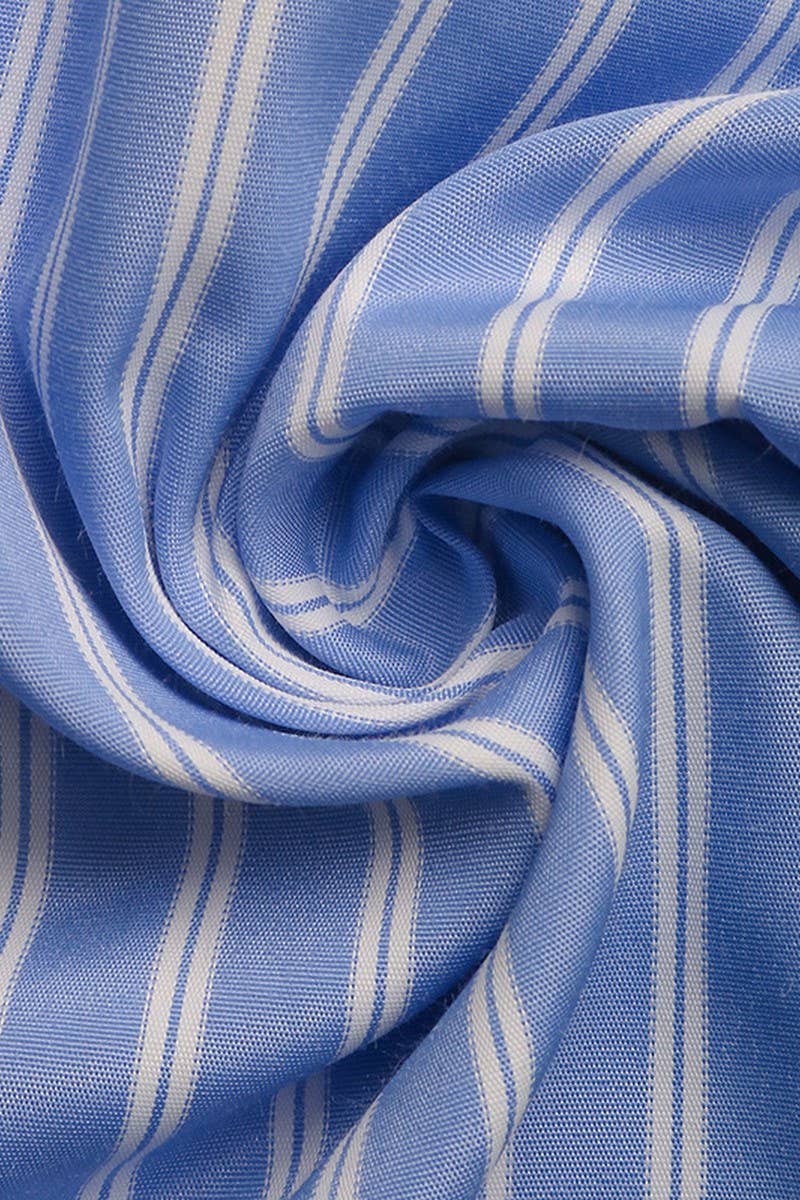 CWDSD7519_ROUND NECK BOW TIE DETAILRETRO STRIPED DRESS