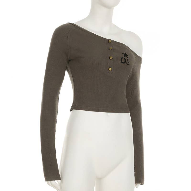 DIGITAL DIAGONAL SHOULDER LONG SLEEVE KNITWEAR